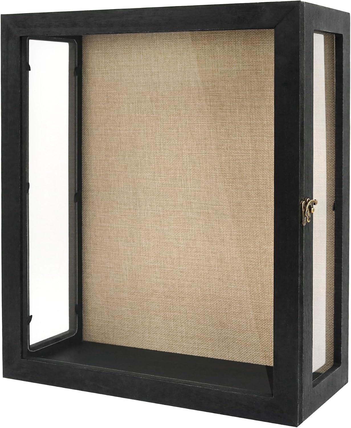 13x16x6 Black Deep Shadow Box with 3 Removable Panels, Wood Display Case for Wall Mounted or Tabletop, Rectangle Shadow Box Vitrina for Wedding,Pet Memorial,Minifigure,Baby Keepsakes