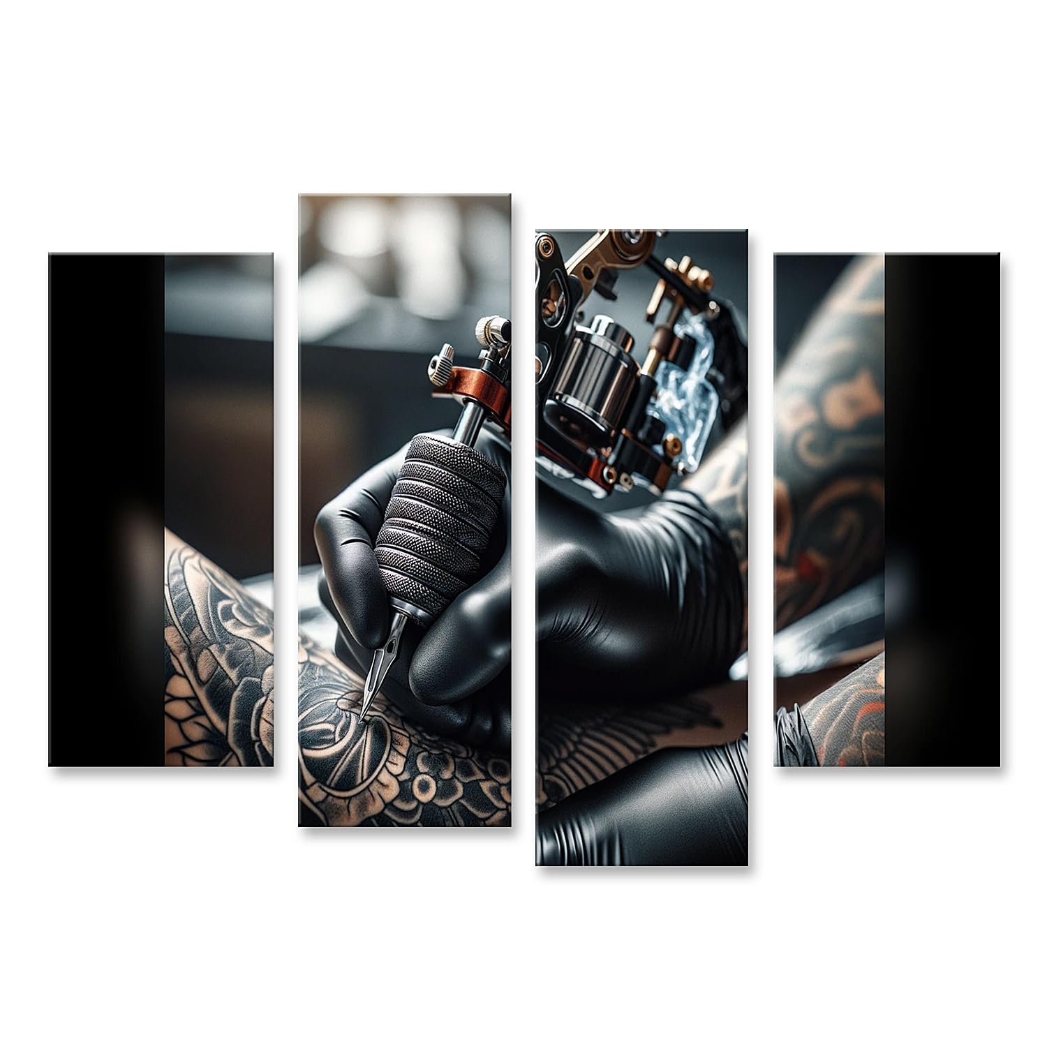 islandburner Cuadro sobre lienzo de una máquina de tatuaje con un guante de cuero negro tatuaje estudio imágenes murales póster