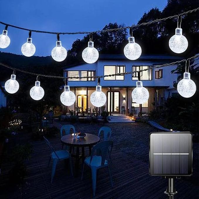 Solar String Lights Outdoor Waterproof,50LED Crystal Globe Solar String