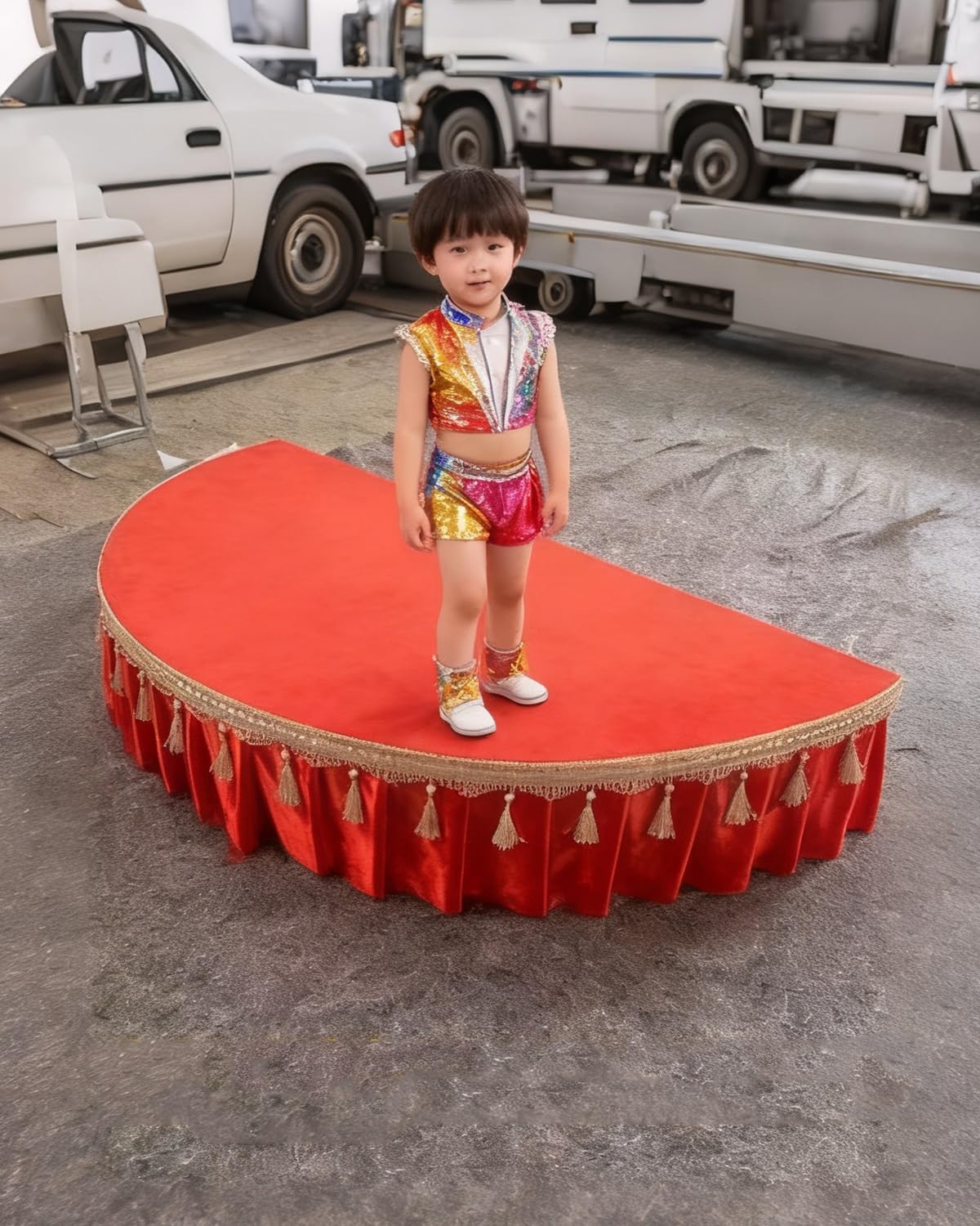 Bühnenpodest Tragbare Kinderbühne, Faltbare Bühnenplattform (100 cm Oder 120 cm Breit), Bühnenpodest für Schulveranstaltungen mit Verkleidung, Schlagzeugbühnen(Style-a,S)