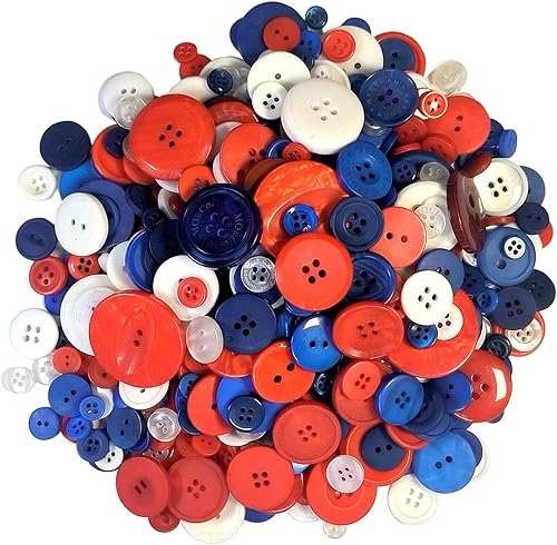 Decoraciones del 4 de julio, 600-700 piezas de botones redondos de resina de varios tamaños para manualidades, costura, bricolaje, pintura manual de