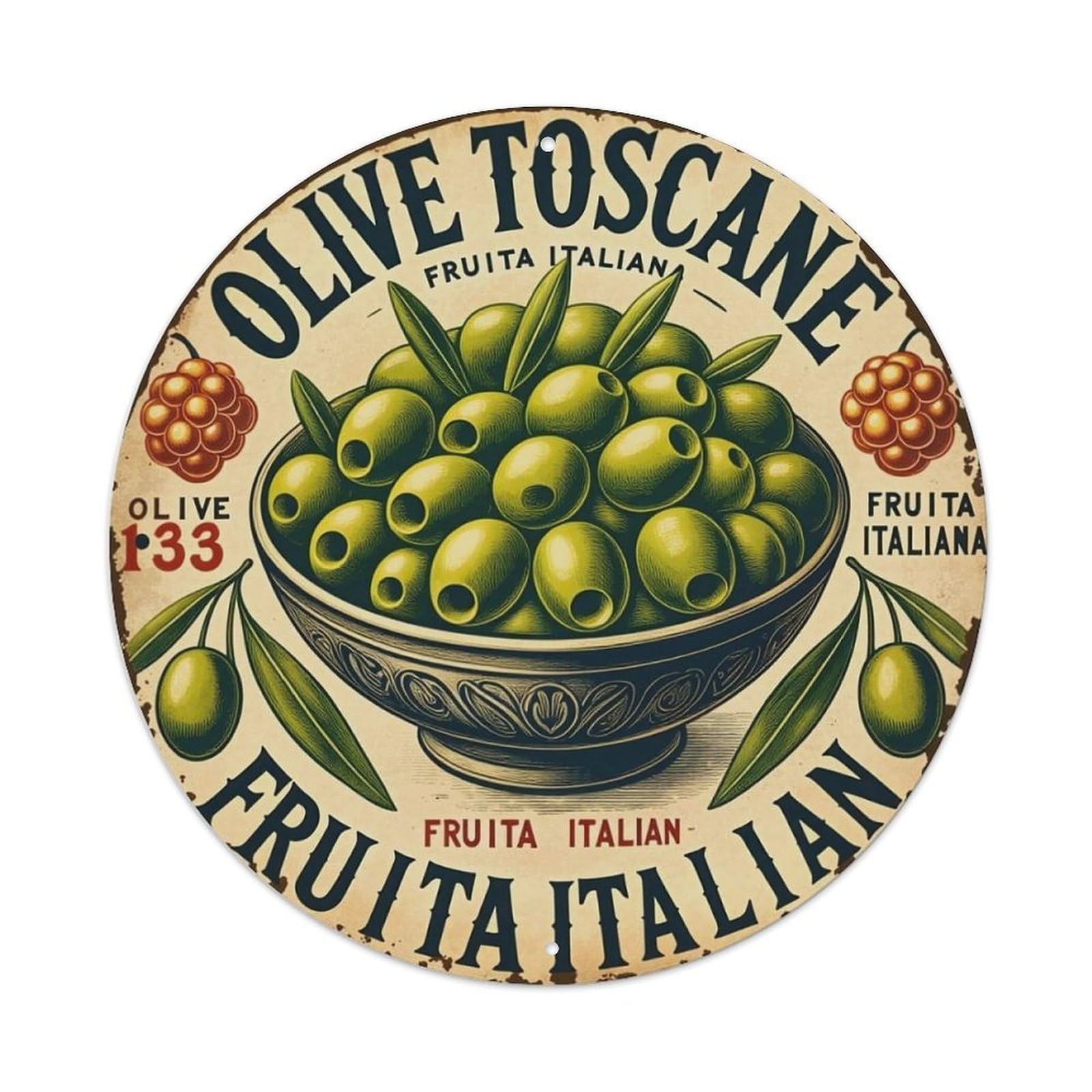 Tuscan Olive Fruit Italian Metal Tin Sign