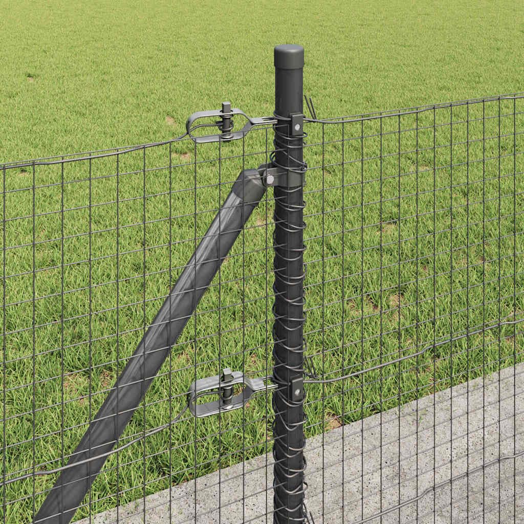 Słupki ogrodzeniowe, szare, stal i PCW, 100 x 0,6 m, z siatką drucianą 25 x 25 mm, do ogrodu i na taras, siatka na norniki, siatka wolierowa, siatka druciana, siatka druciana