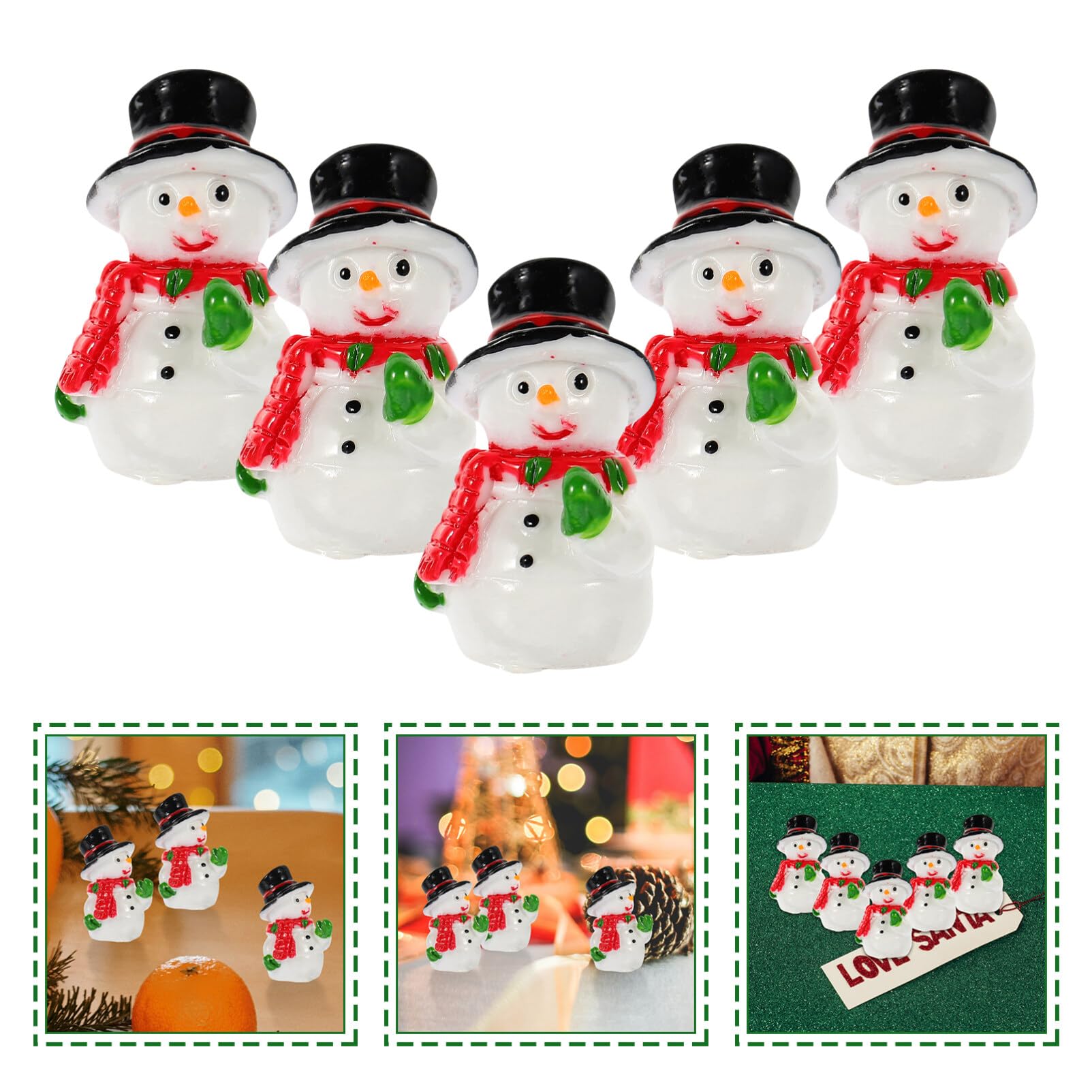 PRETYZOOM 50 Pcs Pequeño Muñeco De Nieve Decoración De La Habitación para El Dormitorio Mini Adornos De Muñeco De Nieve Adorno De Micro Muñecos De Nieve Resina Navidad Chica Bola De Nieve