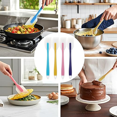 Miniatura 7 de 4 Pcs Silicone Spatula Tool Set, Heat-Resistant Spatula, Heat Resistant Flexible Spatulas Food Grade, BPA Free, Dishwasher Safe, 8.6 Inch, Colorful