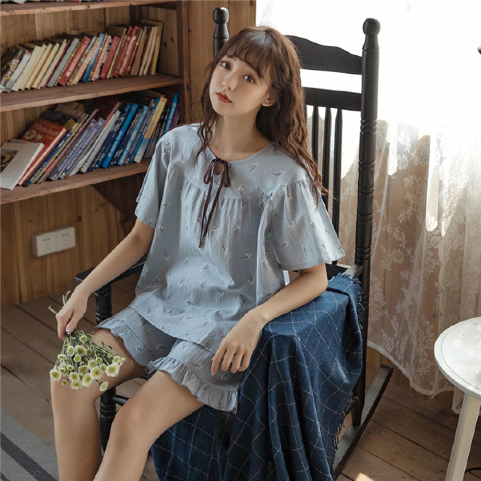 Pyjama 2 pièces short et t-shirt en viscose imprimée pour femme en taille XXL
