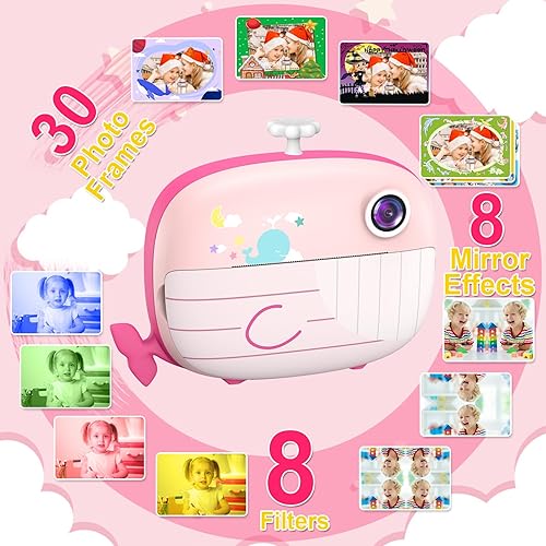 Miniatura 6 de Cámara de impresión instantánea para niños, cámara instantánea de 12 MP para niños, sin tinta, cámara digital para niños de 3 a 12 años con tarjeta