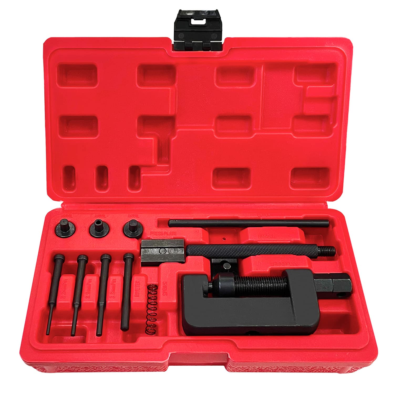 Sutekus Chain Breaker 13pcs Motorcycle Chain Tool with Carrying Case Chain Cutter and Riveter Chain Link Removal Tool for Dirt Bike ATV Motorcycle