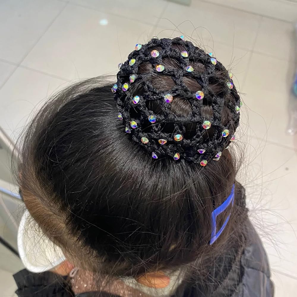 5 pezzi, Retina per Capelli Chignon, Bambina con Perline, ballet bun net, haarnetz, accessori per i capelli,con strass
