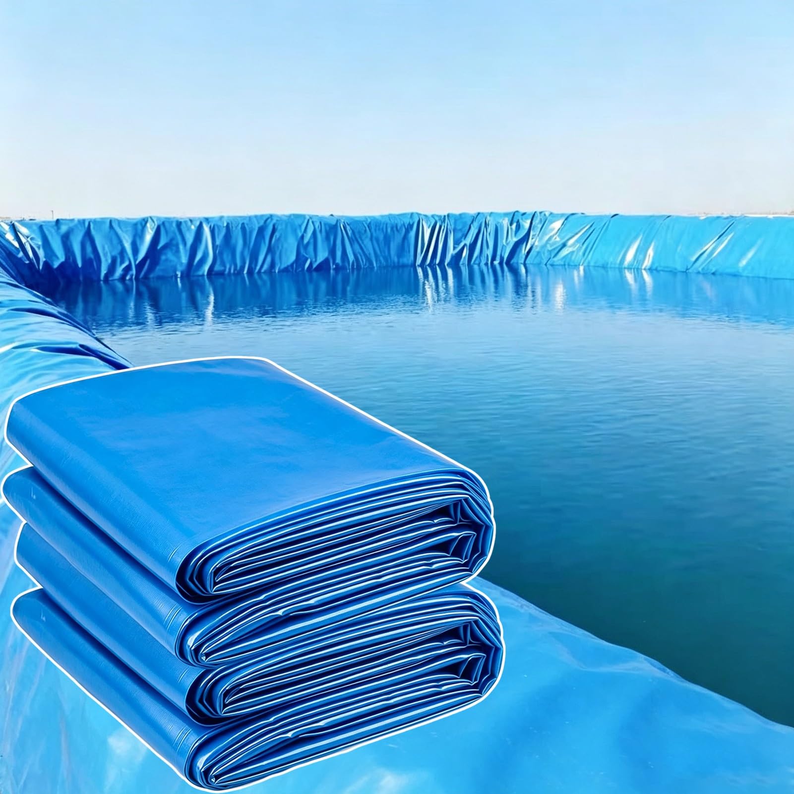 Yopappol 20x20 Ft Flexible Pond Liner, Large Size Water Storage Pool Liners, Thickness Elasticity Pond Skins Fountain Underlayment Aging-Proof Koi Pool Membrane(6x7m(19.7x23ft))