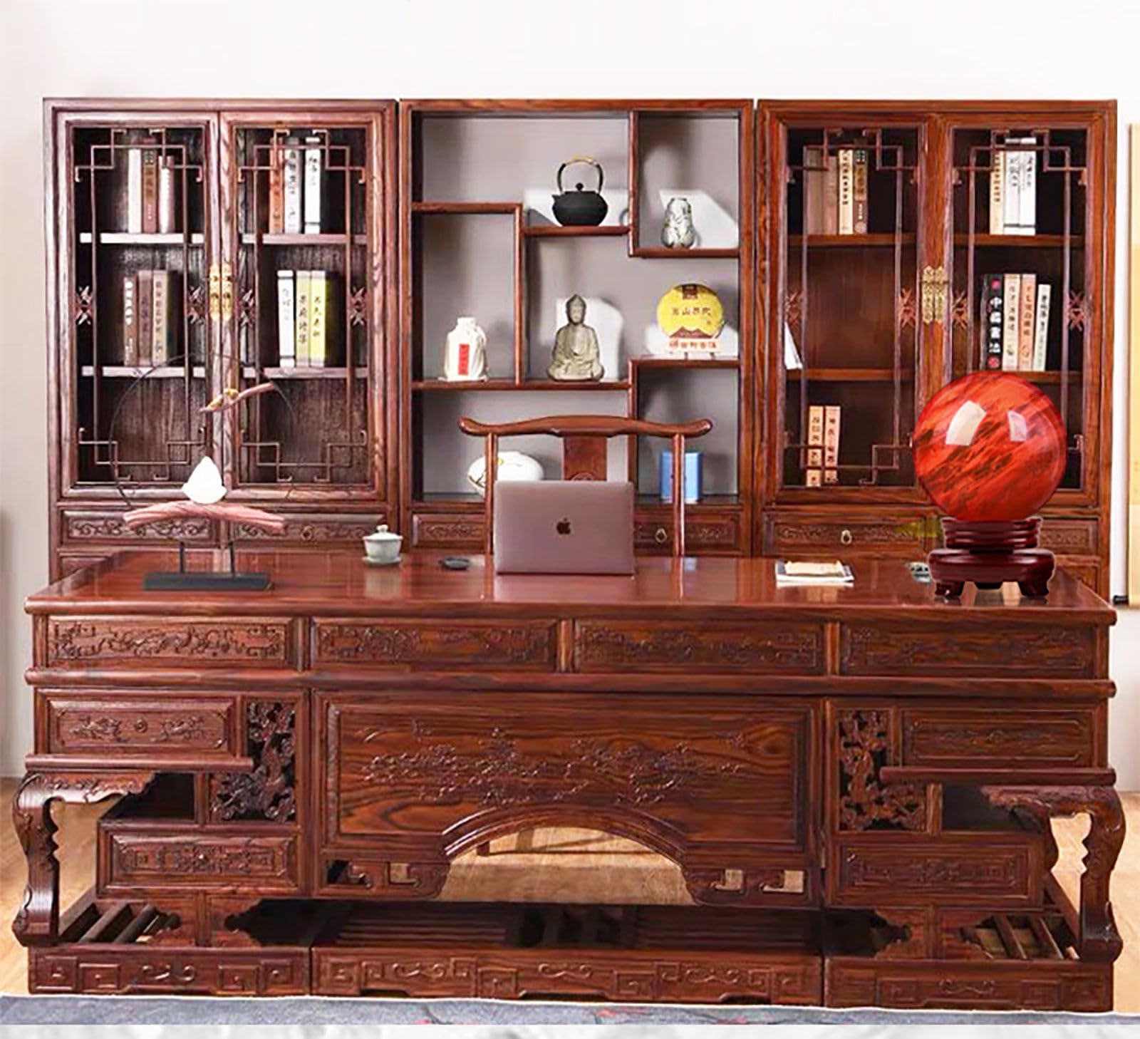 Czerwona kula z obsydianu z podstawą, naturalna kryształowa kula rubinowa, kula z kryształu kwarcu do medytacji, uzdrawiania, Feng Shui i dekoracji domu,200mm=7.87inch