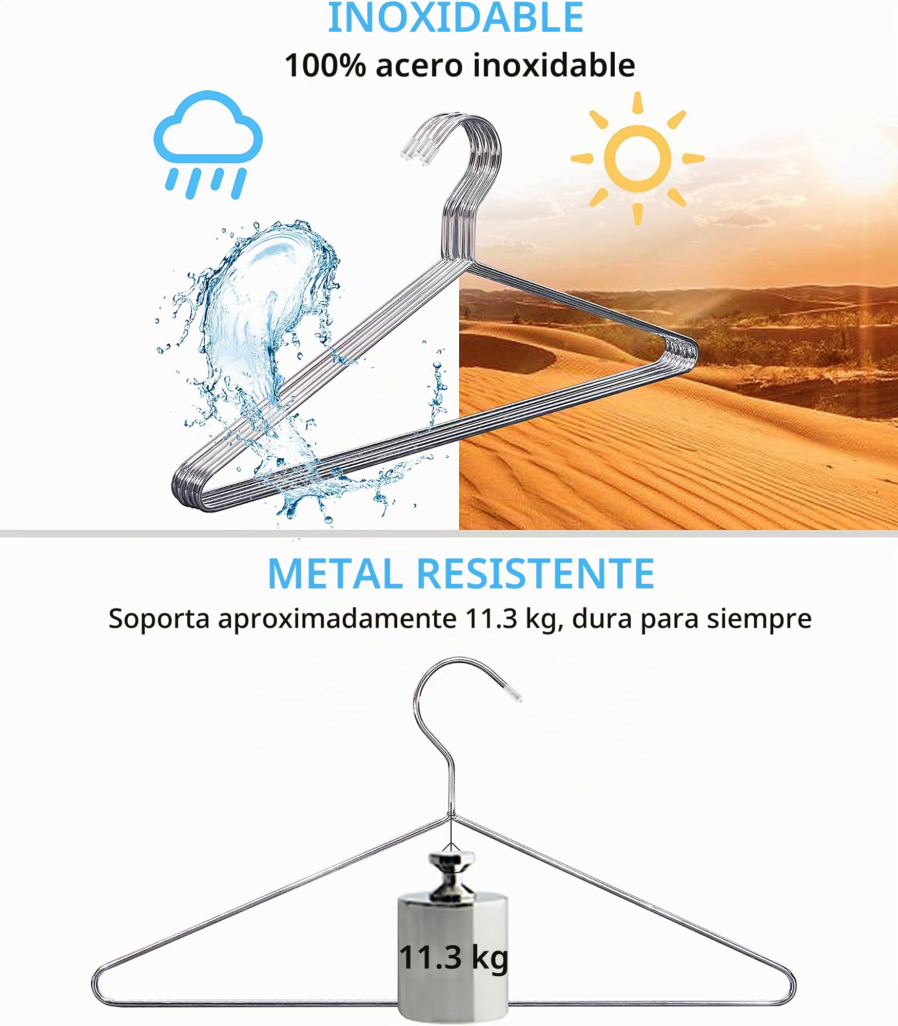 MISSLO Paquete de 20 perchas de metal resistentes de acero inoxidable para ropa, armario, abrigo, traje, camisa, 16.4 pulgadas