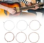 Guitar Strings, Acoustic Guitar Strings Set 6PCS Metal, Replacement Strings, for Beginners Musicians Practice Stage Performance