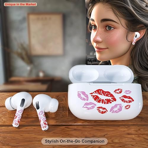 Miniatura 6 de RockMax Para AirPods Pro Skin, calcomanías de piel rosa para auriculares y estuche de carga, sin envoltura de burbujas, gran regalo para niños y