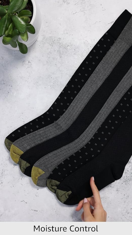 Amazon.com: GOLDTOE Men's Over-The-Calf Dress Socks, 3-Pairs,  Black/Charcoal, Large : Clothing, Shoes & Jewelry