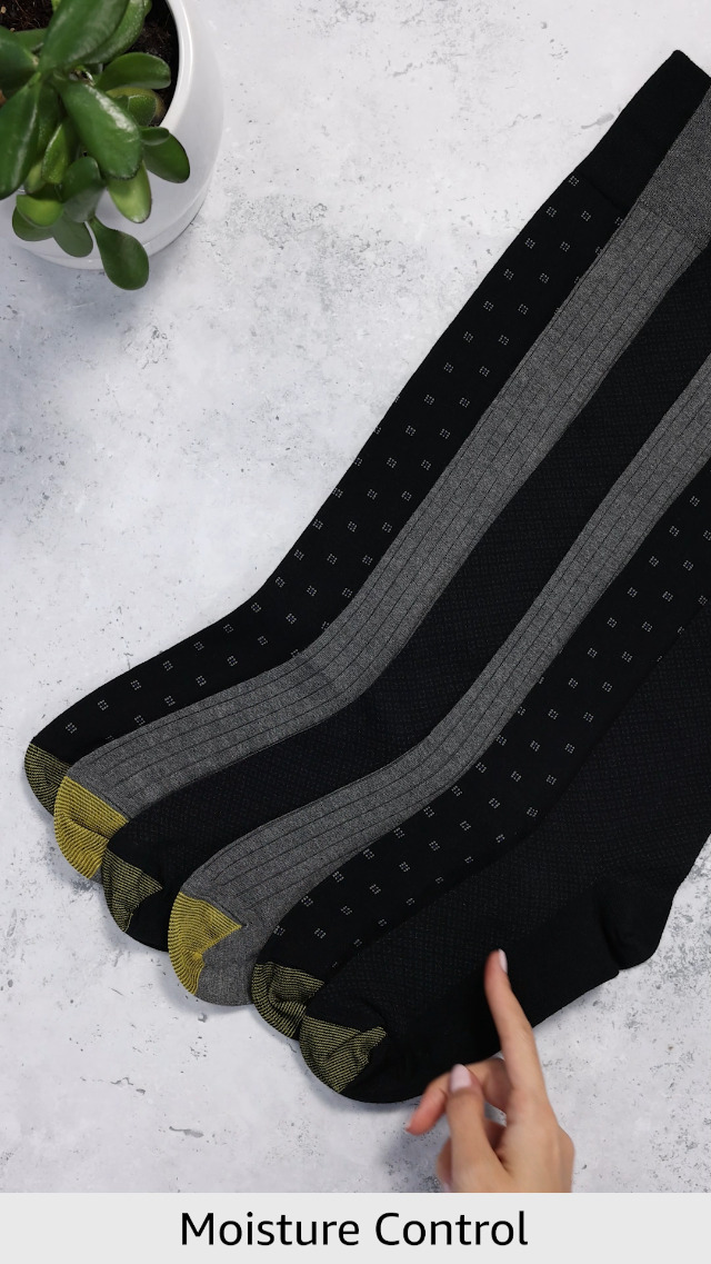 Amazon.com: GOLDTOE Men's Over-The-Calf Dress Socks, 3-Pairs,  Black/Charcoal, Large : Clothing, Shoes & Jewelry