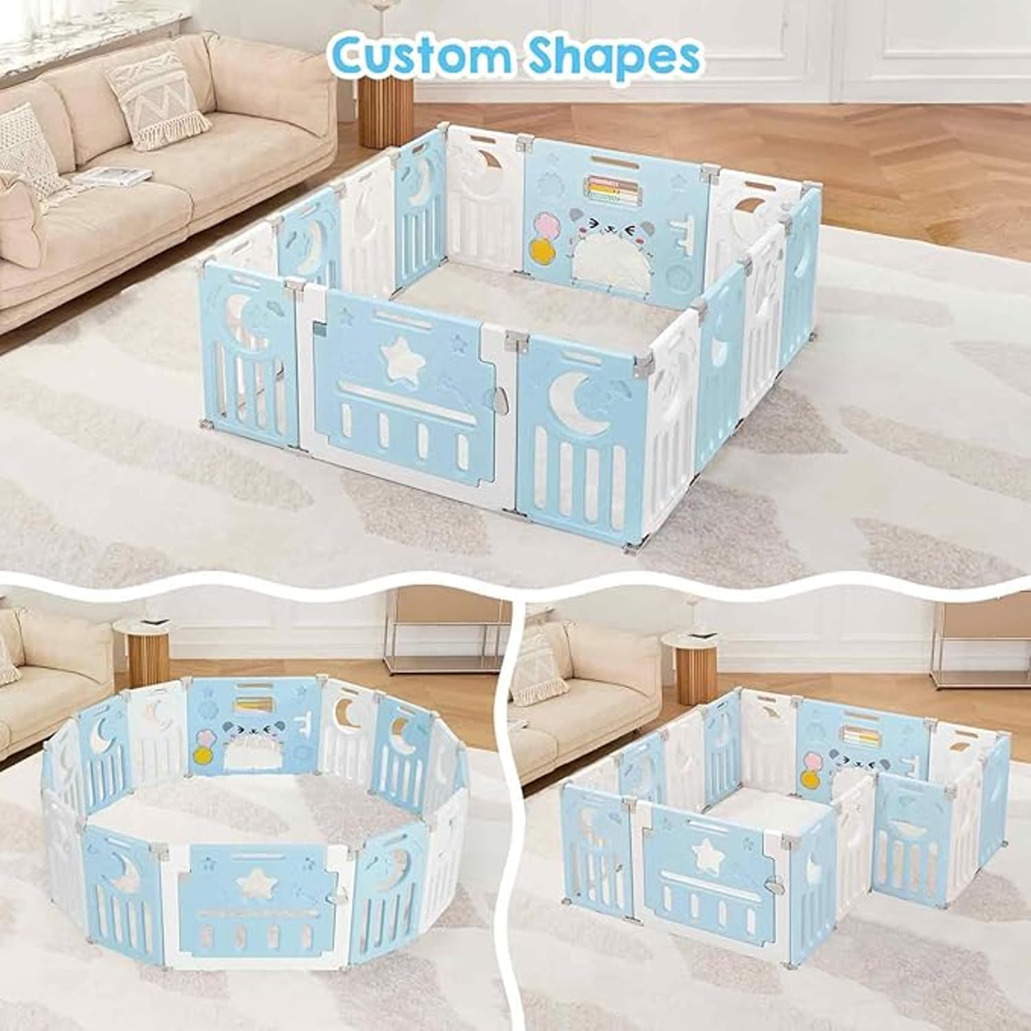 Careopeta 18 Panel playpen for Babies upto 5 year Foldable Big Size Playpen with Mat Balls Gate Activity panel Toddlers Playard for Kids Play Area Indoor Setup Outdoor Children Playing Area Play Pen (6*6FT=36SQFT) - Image 4 thumbnail