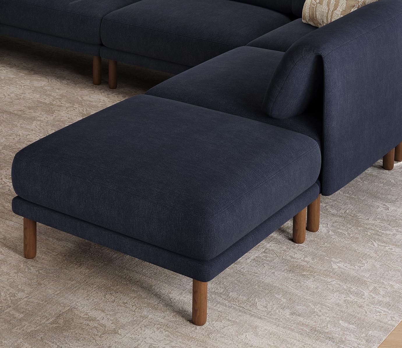 Modular Sectional Sofa Ottoman, Spring Cushion Seating, 1 Seats High-Leg Design Comfy Sleeper Couch, Solid Wood Frame Sectional Couches for Living Room Furniture Apartment Small Spaces Blue
