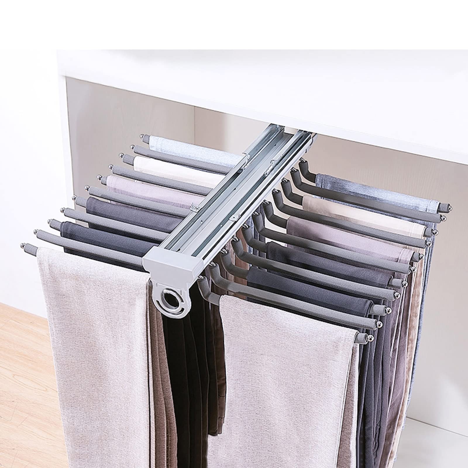 Porte pantalon coulissant 22 bras SYTH avec glissière amortissante pour dressing