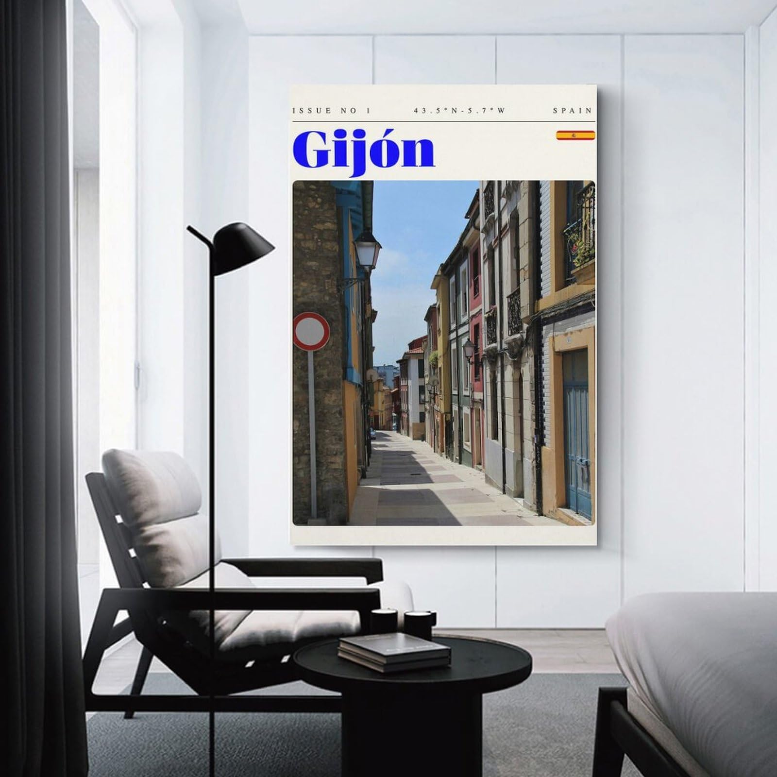 Junmoney Unframe-Style-17 Gijon Spain Travel Art Canvas Wall Decor, 12X18inch(30X45cm), For Wall Displays, Bedrooms Or Room Updates, Wall Decor Suited To Curated Displays