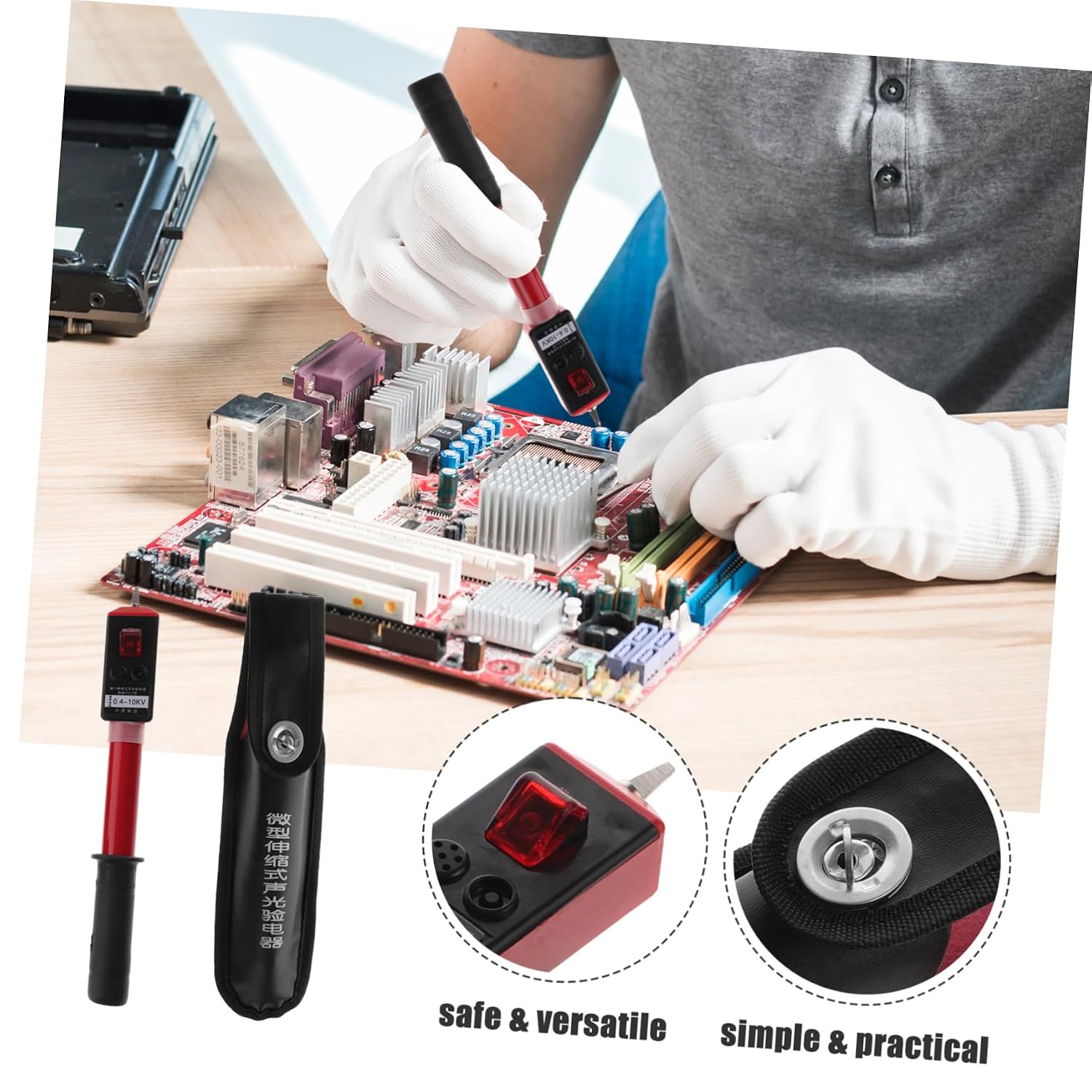 Homoyoyo Voltage Retractable Voltage Checking Tool Electrical Tester Pen Expandable Range Design for Electricians and DIY Enthusiasts