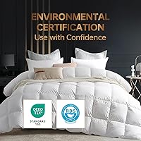 Vista 2 de C&W Edredón de plumón de ganso blanco, tamaño Queen, peso de relleno de 50 onzas, potencia de relleno 750, funda 100% algodón, caja deflectora 3D