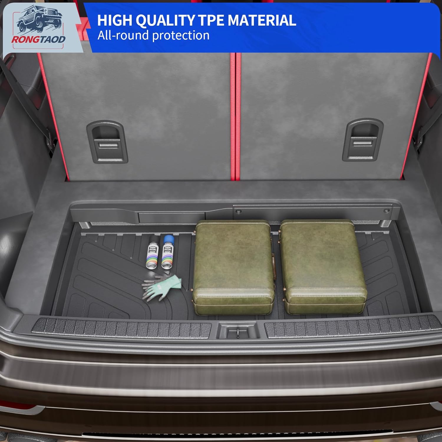 Rongtaod Cargo Mat Compatible with 2022-2025 2026 Acura MDX (NOT for Type S) Cargo Liner Trunk Liner Trunk Mat Back Seat Cover 2024 MDX Accessories (Trunk Mat with Backrest Mat+Sub Trunk Mat)