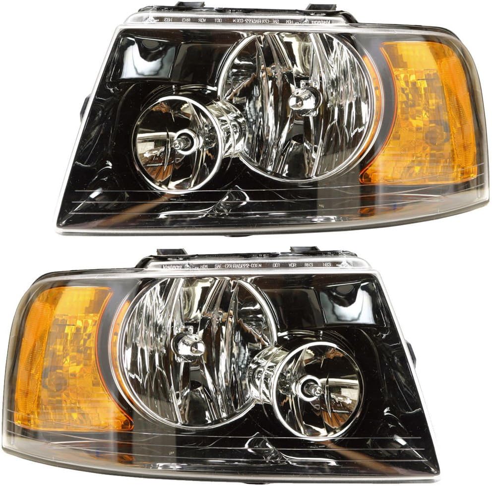 Damon Challenger 2006-2007 RV Motorhome Pair (Left & Right) Black Headlights New