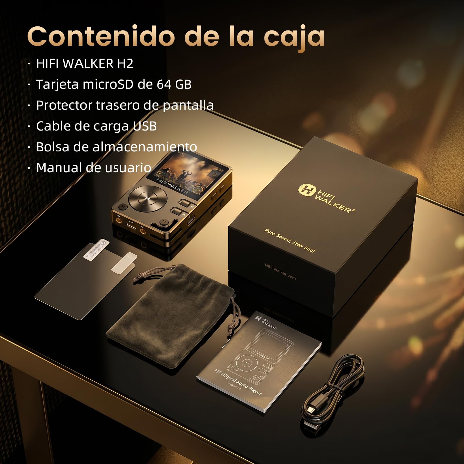 HiFi Walker H2 HiFi Reproductor MP3 con Bluetooth, Reproductor DSD FLAC sin pérdidas, Reproductor de música Digital, Reproductor de Audio portátil de Alta resolución con Tarjeta Micro SD de 32 GB,