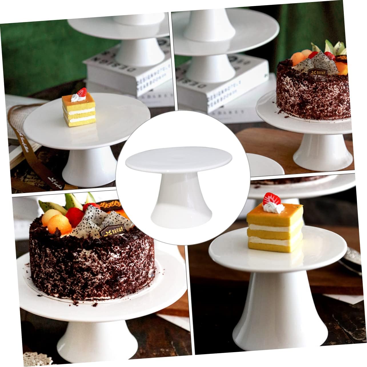 Unomor Elegant Tall Cake Display Stand Porcelain Cake Decor Tray for Parties Events Versatile Dessert Table Rack Stylish High Foot Design for Birthdays Weddings More