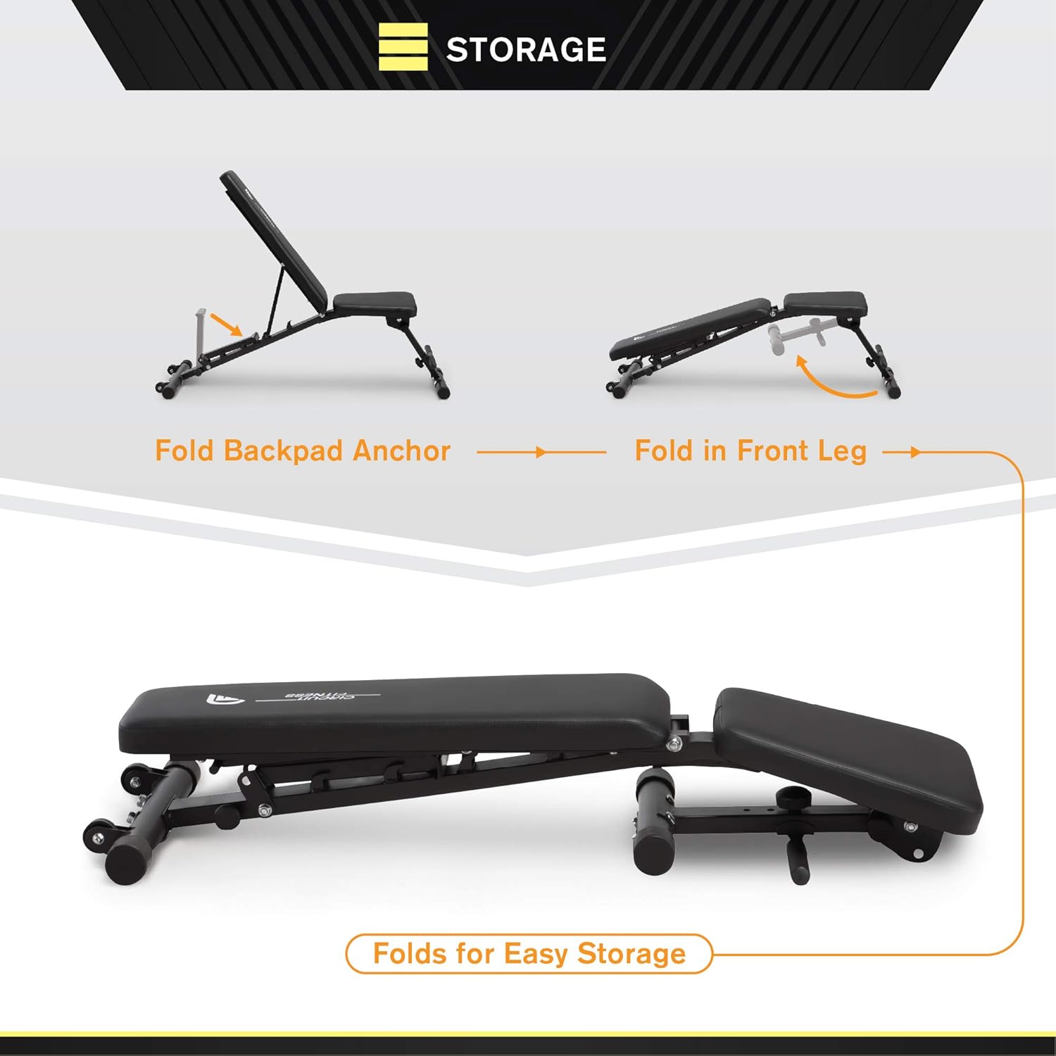 Circuit Fitness Adjustable Utility Weight Bench - Adjustable Six Position Mechanism AMZ-617BN