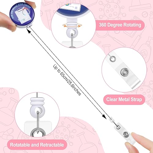 Miniatura 3 de 15 carretes retráctiles de identificación médica para enfermera, clip médico para regalos de semana de CNA, enfermeras, médicos, tarjetas de