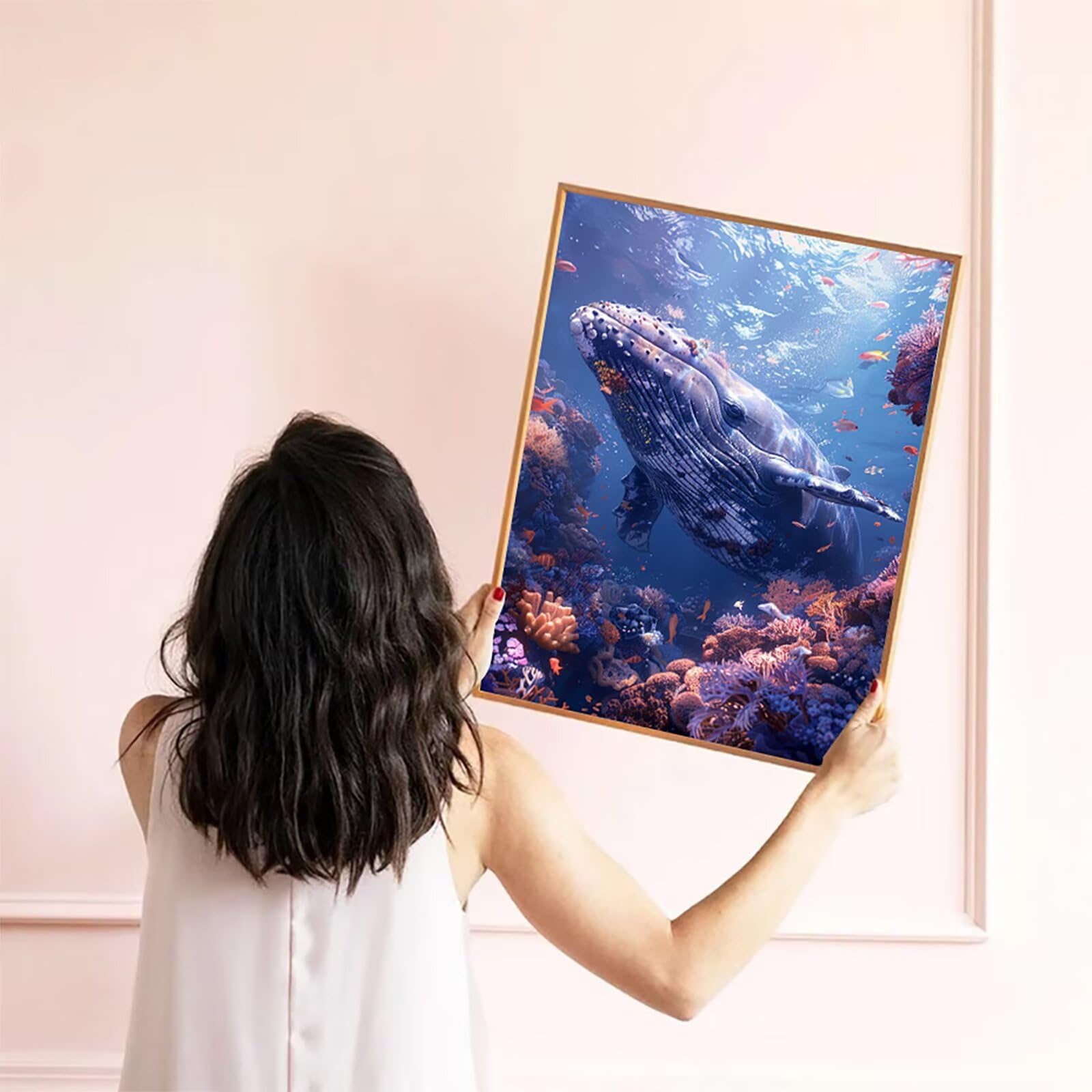 5D DIY malowanie diamentami wieloryb, malowanie diamentami pełny zestaw podwodnych stworzeń, kryształowe artystyczne hobby kreatywne diamenty, rzemiosło ścieg krzyżykowy, obrazy z koralikami prezent