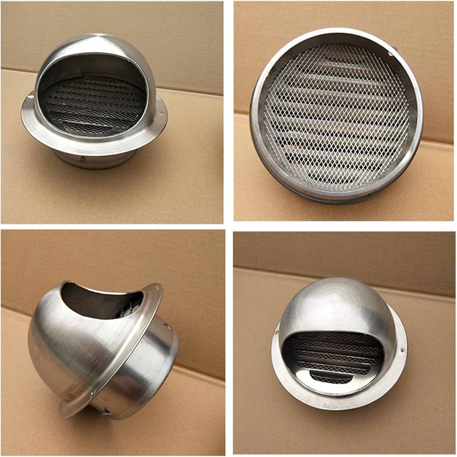 External Vent Cap for Wall Dryer 12in Round Air Vent Outlet with Screen Mesh Durable External Extractor Soffit Vents for Optimal Airflow and Ventilation,Silver-300mm/12in