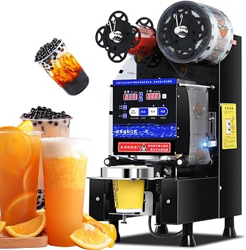 Cup Sealing Machine 90/95mm Tea Machine Automatic 540-760 Cups/h Cup Sealer Digital Control LCD Panel Electric Cup Sealer for Milk Tea, Coffee, Black