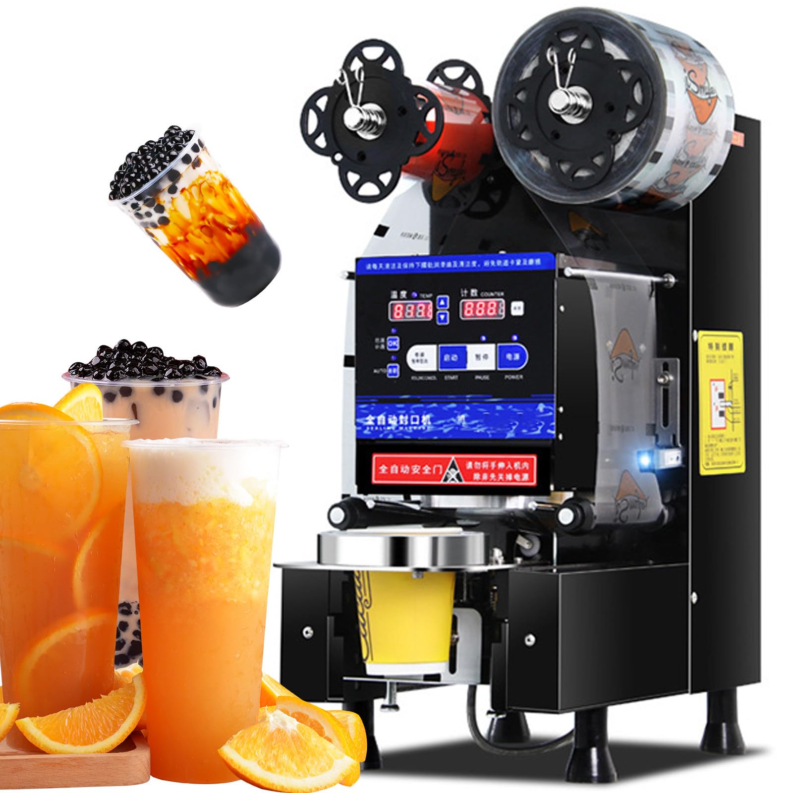 IUokLU Cup Sealing Machine 90/95Mm Tea Machine Automatic 540-760 Cups/H Cup Sealer Digital Control Lcd Panel Electric Cup Sealer For Milk Tea