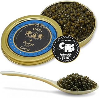 SEPEHR DAD CAVIAR Beluga Premier Kaviar 125 g I großes Korn 2,9-3,1 mm I Beluga Premier Caviar aus nachhaltiger Aquakultur I mild & fein-sahnig I exklusiver Stör Kaviar aus Kaluga Hausen Störrogen