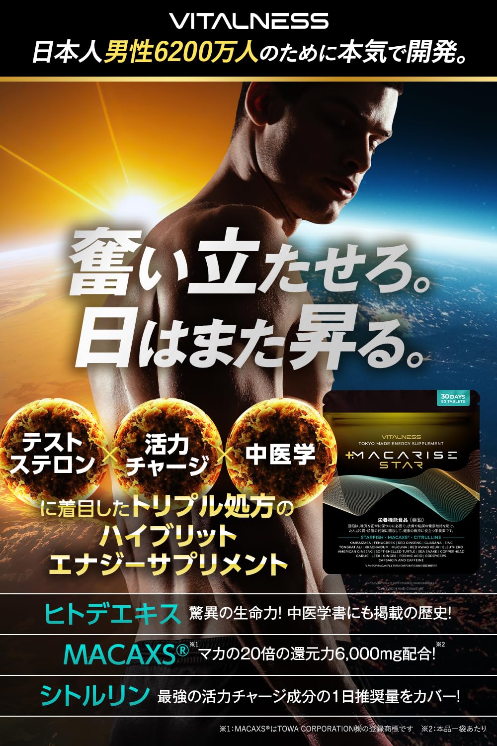 Amazon | マカライズスター 30日分 90粒 亜鉛 マカ シトルリン ヒトデ