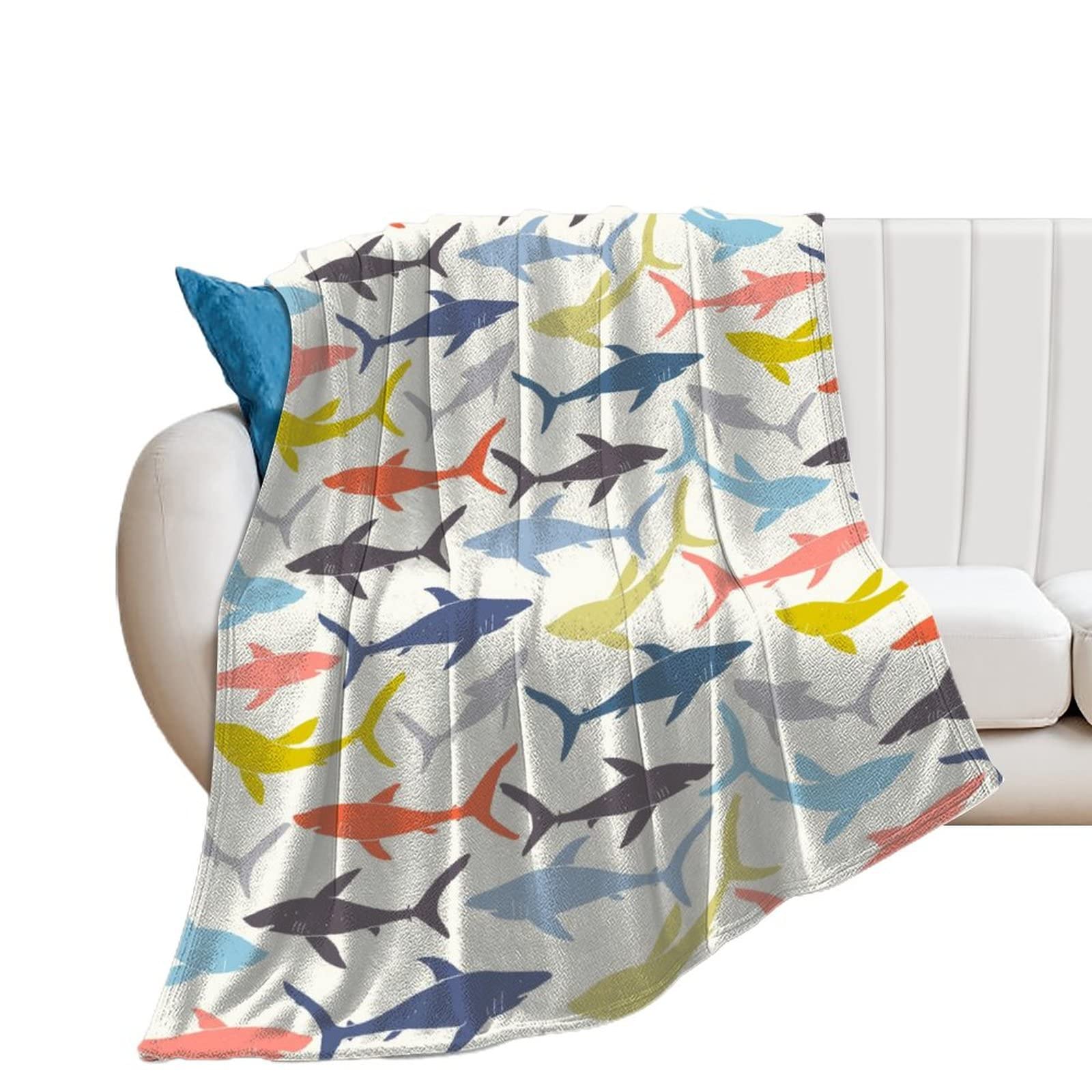 Plaid Requin en Couverture Polaire Flanelle Idée Cadeau Douillet Original