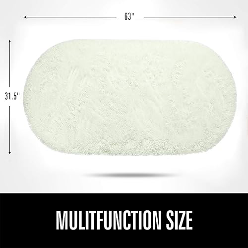 Miniatura 239 de LOCHAS Alfombra esponjosa para dormitorio, 2.6 x 5.3 pies, alfombra lanuda para dormitorio, mesita de noche, alfombra ovalada suave para sala
