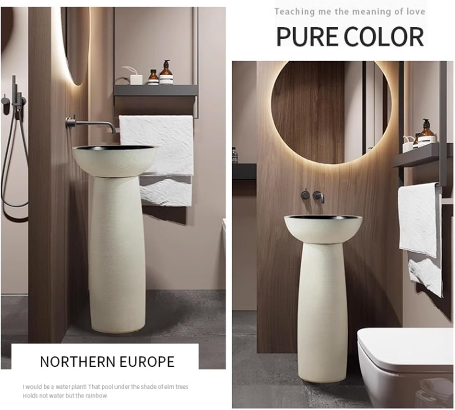 Washing table column Washing table pill dressing table sink, bed set bathroom sink, gloss-eliminating ceramic pedestal bathroom sink, outdoor washstand, easy to clean indoor? sink for outdoor use (D)