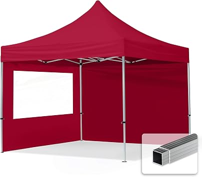 TOOLPORT 10x10 ft PES 700 Economy Pop Up Canopy Tent, Aluminum, Red