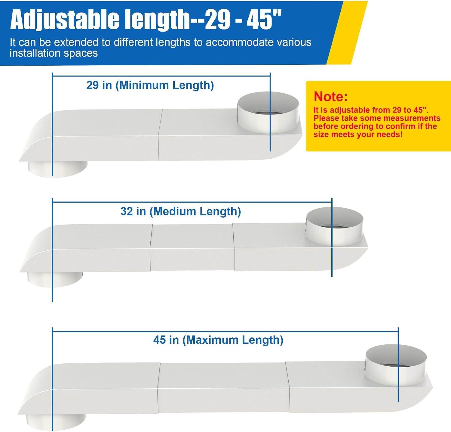 4" Periscope Dryer Vent Kit, Adjustable 29-45" Telescoping Duct for Whirlpool/LG & Most Brands, Upgraded Stainless Steel Flat/Slim Design for Tight Spaces & Laundry Rooms
