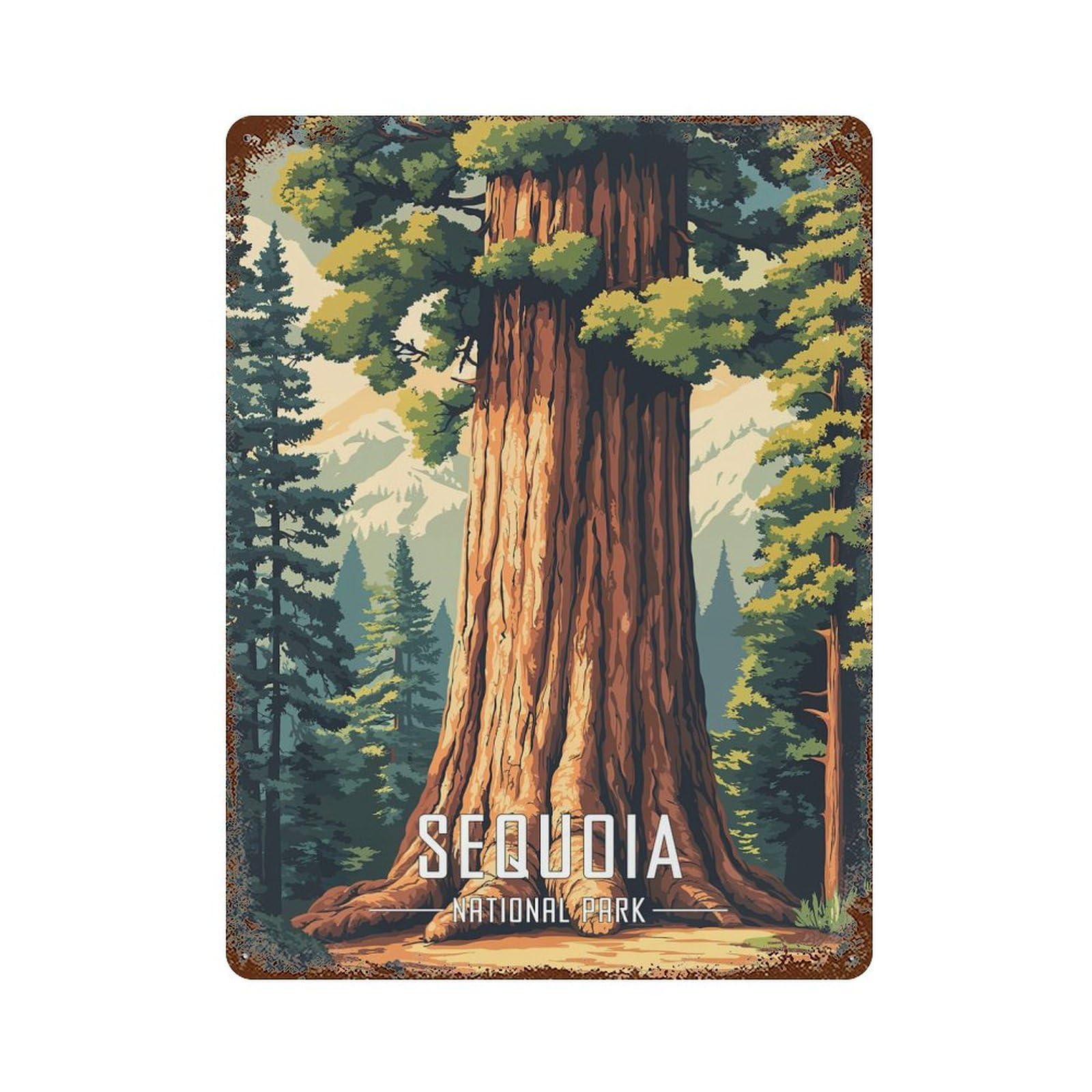 Decorative Tin Sign Sequoia National Park 15.7"x11.8", Vintage Wall Decor for Pub, Kitchen And Man Cave Decor
