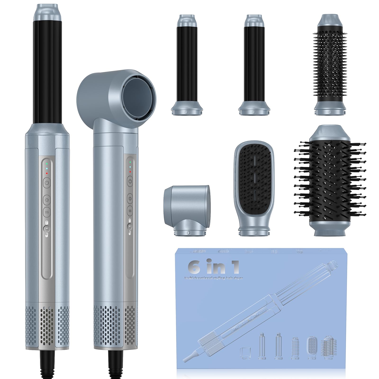Airstyler 7 in 1, styler professionale per capelli, 110000 giri/min, asciugacapelli multifunzione agli ioni, ferro arricciacapelli ad aria, styler per volumizzare i capelli, asciugare, lisciare, ricci