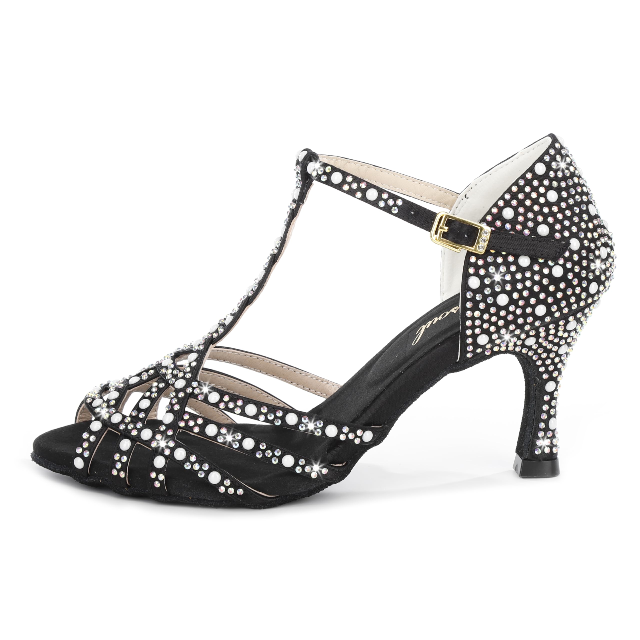 Latinsoul Y20534 Damen Latein Tanzschuhe mit Kristallverzierung, 7,5 cm Absatz, Verstellbarer Knöchelverschluss für Ball und Party