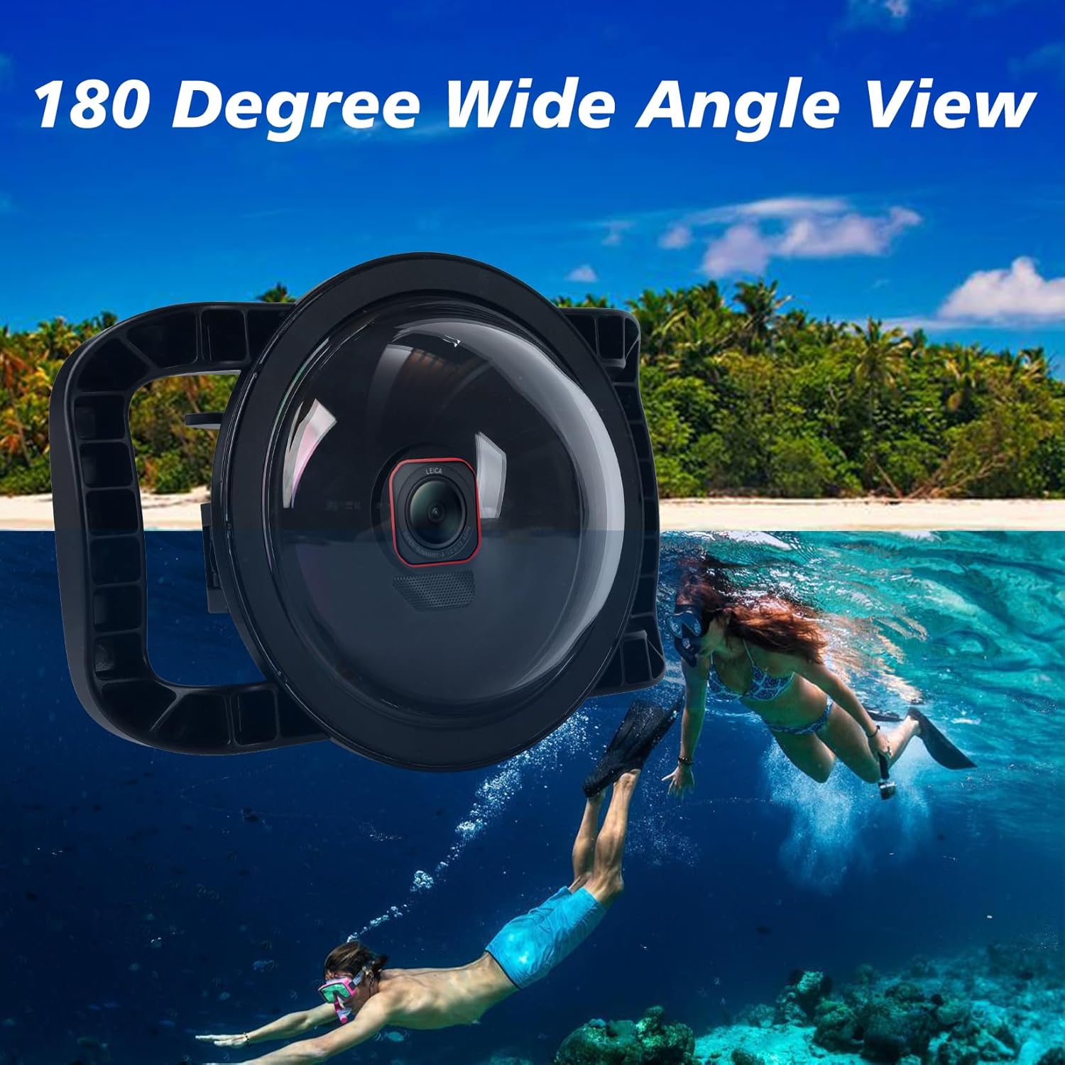 Dome Port Waterproof Case for Insta360 Ace Pro 2, Underwater Protective Housing Case with Dual Handheld Handle for Insta360 Ace Pro 2 Action Camera, 30M/98FT Water Resistant