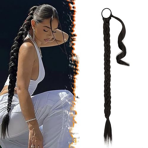 BARSDAR Extensión de Cola de Caballo Trenzada de 26 Pulgadas de Largo con Cinta para el Cabello - Extensiones de Cabello de Cola de Caballo Trenzada