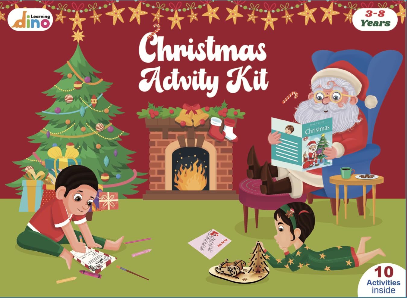 Christmas Arts and Crafts Kit | Christmas Activity Kit for Kids 3,4,5,6,7, 8 years | Christmas Gift for Kids | Covers 10 Different & Fun Activities | Ideal for Holidays & Classroom Gifts [workbook]