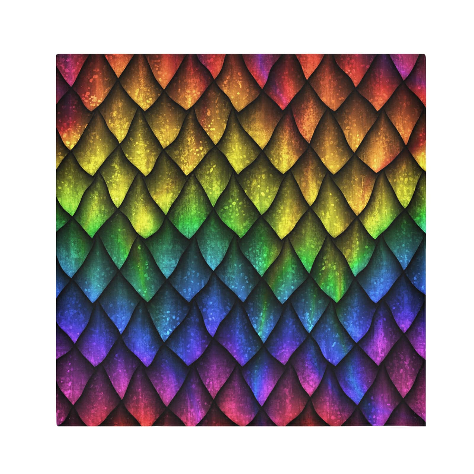 Colorful Dragon Scales Rainbow Colored Reptile Skin Texture Dinner Cloth Napkin, Set of 6 Oversized Reusable Table Napkins, Washable Premium Fabric with Hemmed Edges for Wedding Parties